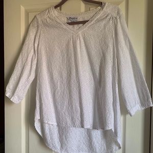White Cotton Eyelet Blouse